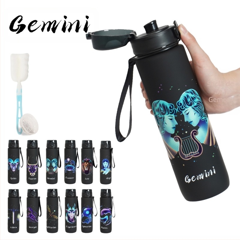 Pahar plastic cu model de constelație, imprimare 3D, material PC, capac cu deschidere printr-un clic, personalizare logo