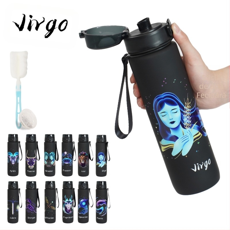 Pahar plastic cu model de constelație, imprimare 3D, material PC, capac cu deschidere printr-un clic, personalizare logo