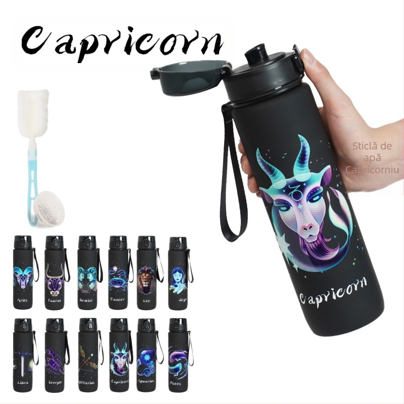 Pahar plastic cu model de constelație, imprimare 3D, material PC, capac cu deschidere printr-un clic, personalizare logo