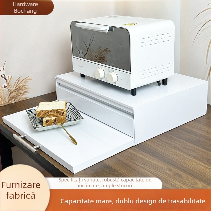 Raft glisant pentru cuptorul cu microunde, placă de susținere pentru blat, cu braț telescopic — design simplu și modern (Material: oțel cu conținut de carbon; Model: placă de sertar pentru microunde; Prelucrare: personalizată după desene)