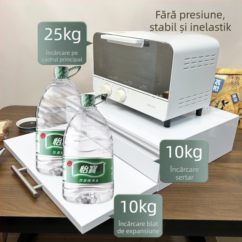 Raft glisant pentru cuptorul cu microunde, placă de susținere pentru blat, cu braț telescopic — design simplu și modern (Material: oțel cu conținut de carbon; Model: placă de sertar pentru microunde; Prelucrare: personalizată după desene)