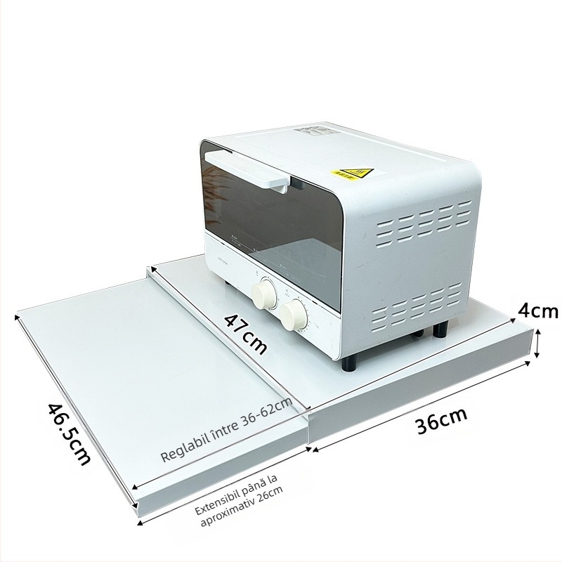 Raft glisant pentru cuptorul cu microunde, placă de susținere pentru blat, cu braț telescopic — design simplu și modern (Material: oțel cu conținut de carbon; Model: placă de sertar pentru microunde; Prelucrare: personalizată după desene)