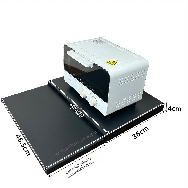 Raft glisant pentru cuptorul cu microunde, placă de susținere pentru blat, cu braț telescopic — design simplu și modern (Material: oțel cu conținut de carbon; Model: placă de sertar pentru microunde; Prelucrare: personalizată după desene)