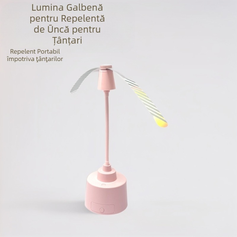 Ventilator repelent de insecte multifuncțional pentru muște, design cilindric, 4,5V, carcasă din plastic, model Routine