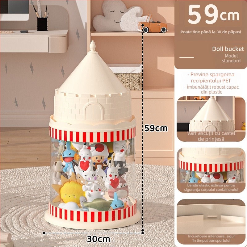 Galeată de depozitare pentru păpuși, cutie din plastic pentru organizarea jucăriilor, design multistrat (1-4 niveluri) pentru depozitare în living, stil creativ
