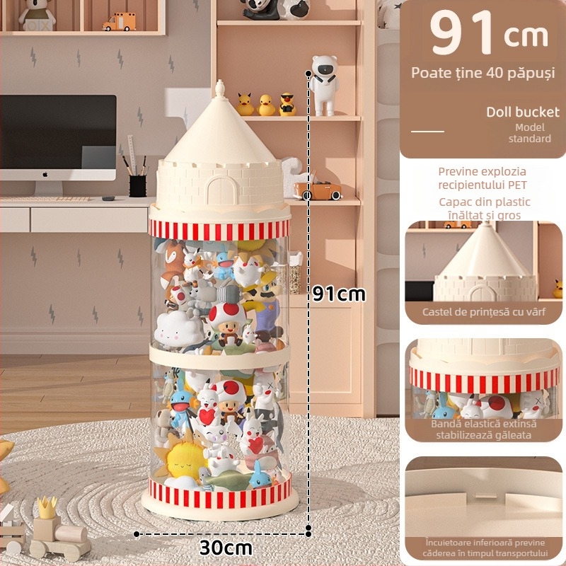 Galeată de depozitare pentru păpuși, cutie din plastic pentru organizarea jucăriilor, design multistrat (1-4 niveluri) pentru depozitare în living, stil creativ
