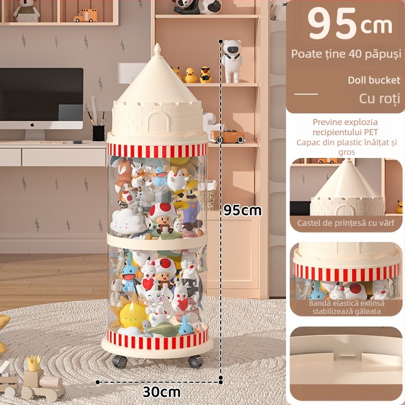 Galeată de depozitare pentru păpuși, cutie din plastic pentru organizarea jucăriilor, design multistrat (1-4 niveluri) pentru depozitare în living, stil creativ