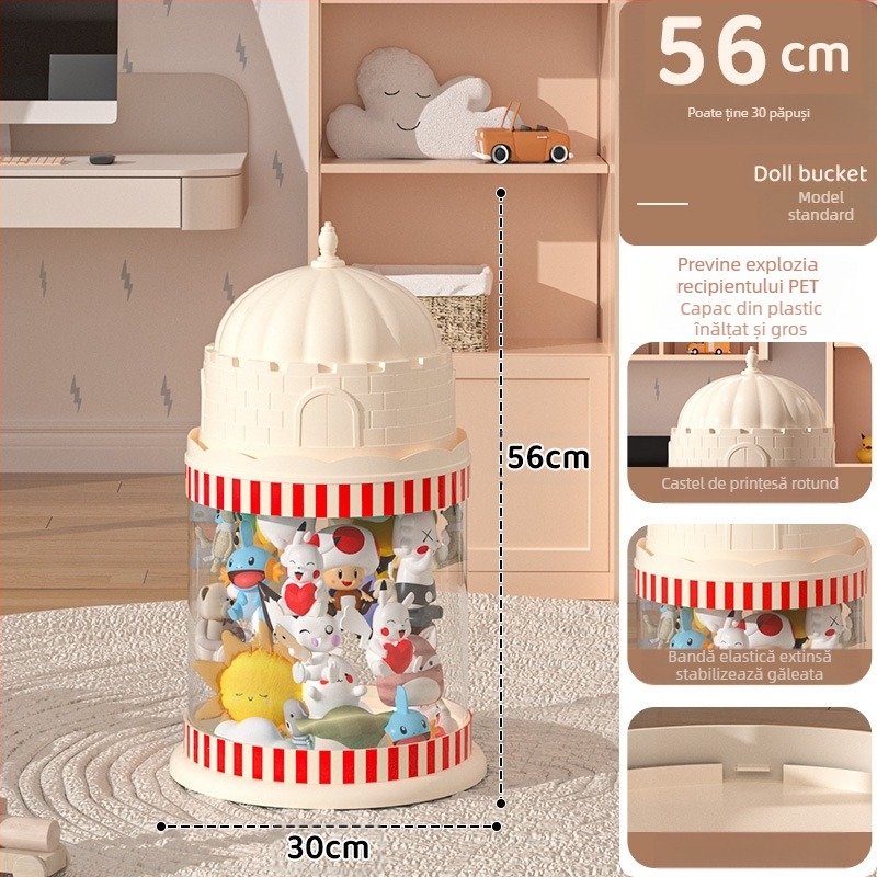 Galeată de depozitare pentru păpuși, cutie din plastic pentru organizarea jucăriilor, design multistrat (1-4 niveluri) pentru depozitare în living, stil creativ