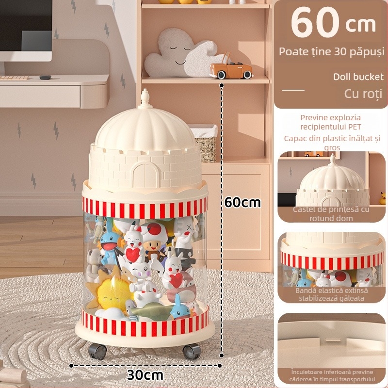 Galeată de depozitare pentru păpuși, cutie din plastic pentru organizarea jucăriilor, design multistrat (1-4 niveluri) pentru depozitare în living, stil creativ