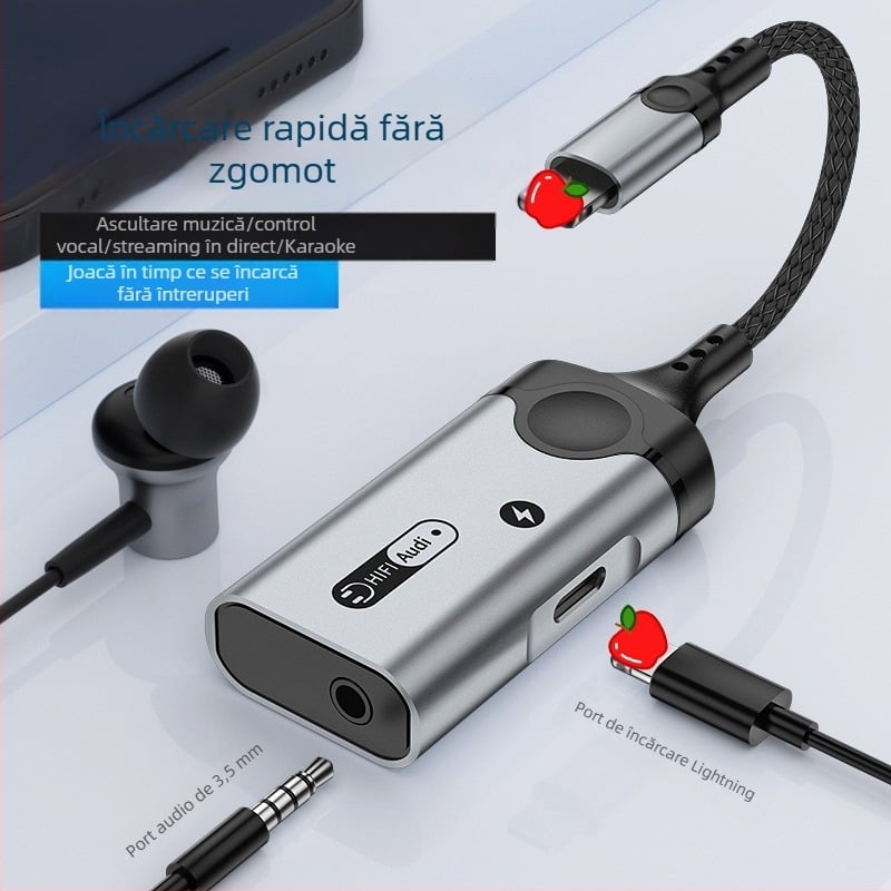 HCINOO MH391/MH392 adaptor audio pentru căști, 2 în 1 cu încărcare, compatibil Apple x-14