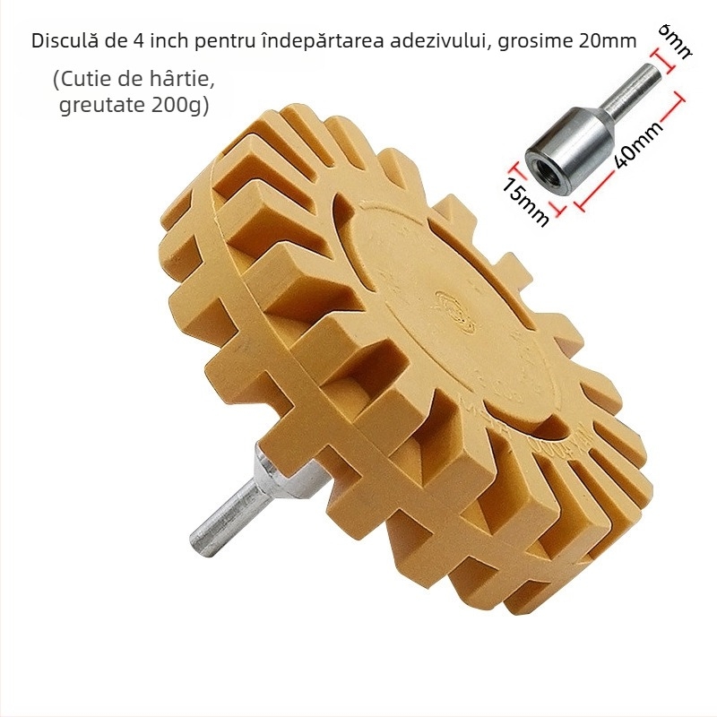 Roată din cauciuc în formă de dinți pentru îndepărtarea adezivului și a vopselei, disc pneumatic