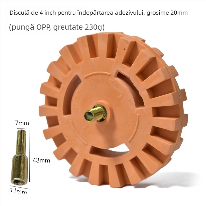 Roată din cauciuc în formă de dinți pentru îndepărtarea adezivului și a vopselei, disc pneumatic