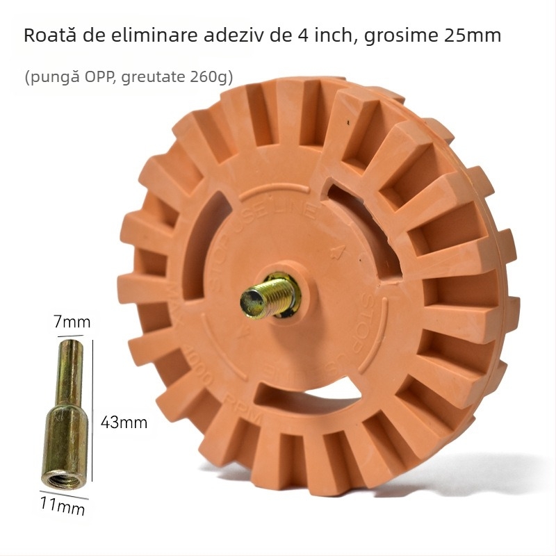 Roată din cauciuc în formă de dinți pentru îndepărtarea adezivului și a vopselei, disc pneumatic
