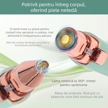 HT-586 Trimmer electric 2 în 1 pentru sprânene și îndepărtarea părului, alimentare USB, carcasă ABS, 120 g