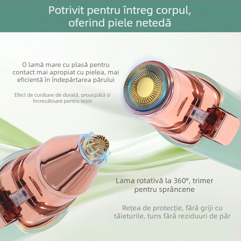 HT-586 Trimmer electric 2 în 1 pentru sprânene și îndepărtarea părului, alimentare USB, carcasă ABS, 120 g