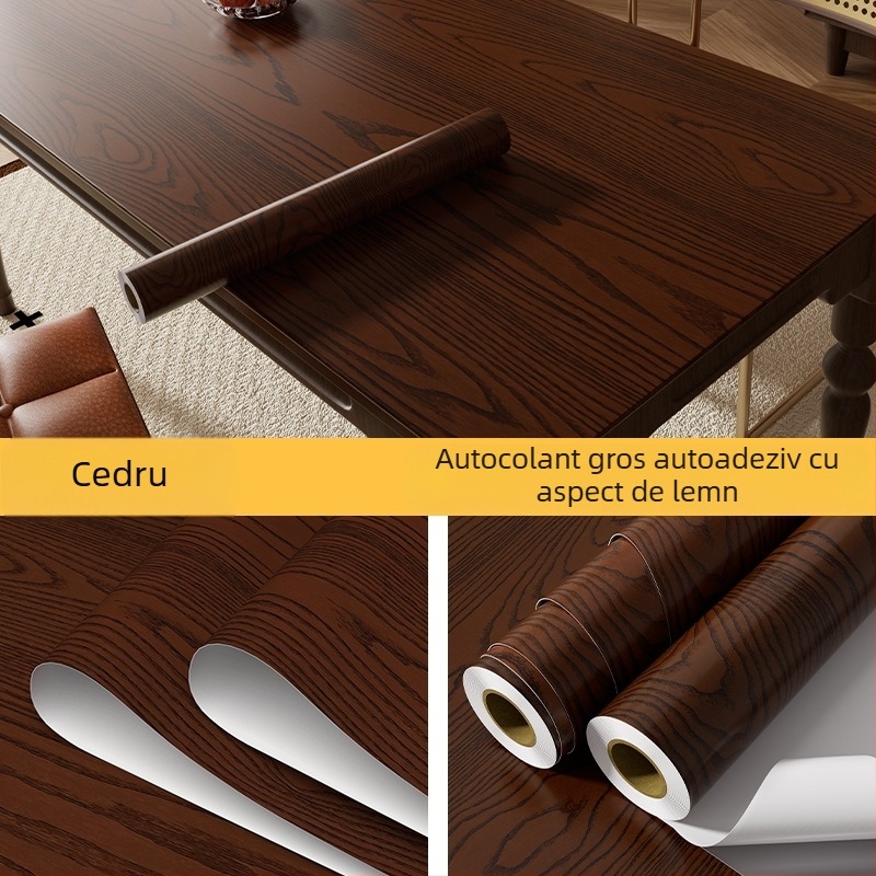 Folie autoadezivă pentru mobilier cu model lemn, grosime extra, rezistentă la apă și umezeală, cu model floral