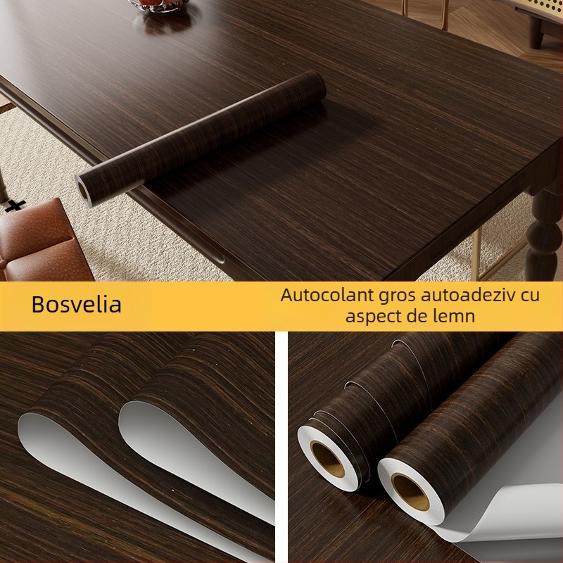 Folie autoadezivă pentru mobilier cu model lemn, grosime extra, rezistentă la apă și umezeală, cu model floral