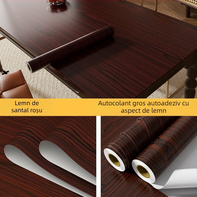 Folie autoadezivă pentru mobilier cu model lemn, grosime extra, rezistentă la apă și umezeală, cu model floral