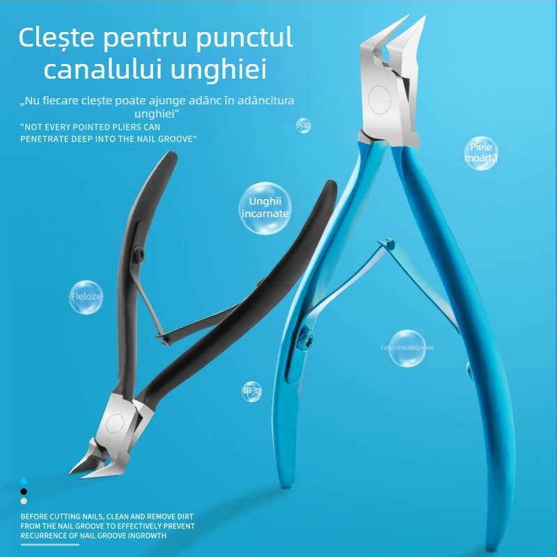 Tăietor de unghii cu margine înclinată, oțel inoxidabil, pentru unghii și cuticule, pedicure