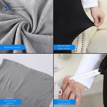 Colanți de maternitate 3/4, cu suport pentru abdomen, 100% modal, croială strânsă