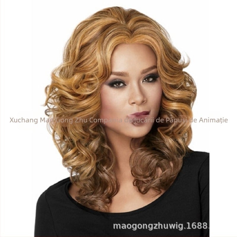 Perucă lungă, buclată, stil Exotic, textură pufoasă Shifu, fir rezistent la căldură, model T9A271