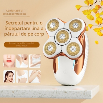 Briceag de ras masculin cu cinci lame, alimentare USB, rezistent la apă și complet lavabil, baterie încorporată 500–800 mAh, lame din oțel inoxidabil