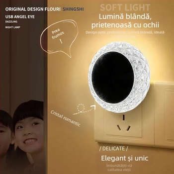 Angel Eye USB lampă ambientală pentru mașină – lampă de veghe multicoloră pentru casă și decor auto, fără cabluri