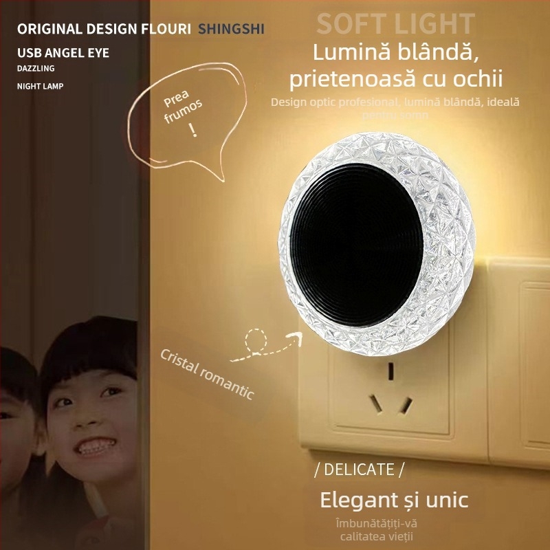 Angel Eye USB lampă ambientală pentru mașină – lampă de veghe multicoloră pentru casă și decor auto, fără cabluri