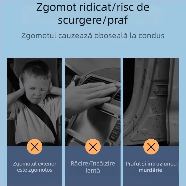 Bandă de etanșare a ușii auto – tip piramidal, 3 straturi din cauciuc, izolare fonică, protecție la praf și apă.