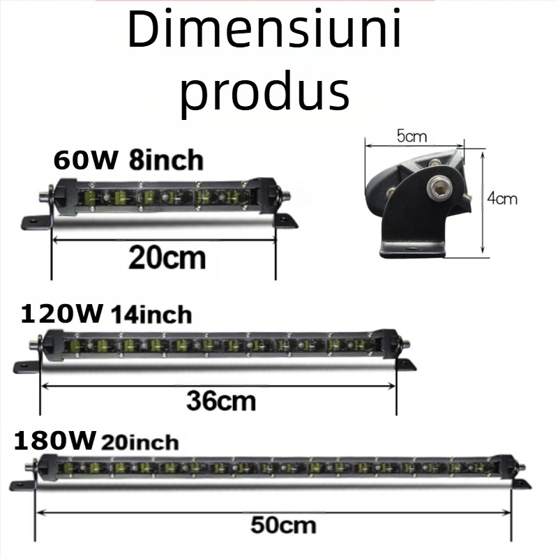 Bandă LED pentru vehicule cu lentile 6D | unic rând, ultra-subțire, 180W, 12-24V, 18000LM, 6500K