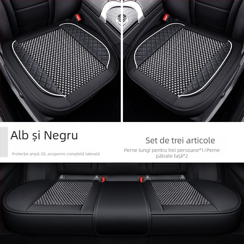 Set pentru pernă de scaun auto, trei piese, suprafață Ice Silk, respirabil, fără umplutură, potrivit pentru toate anotimpurile