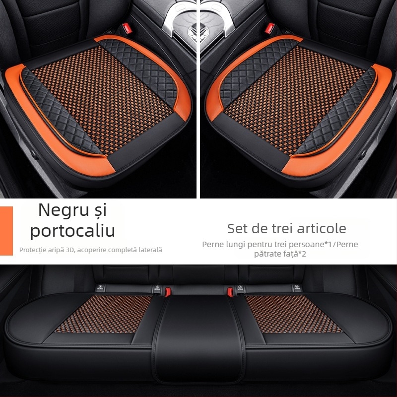 Set pentru pernă de scaun auto, trei piese, suprafață Ice Silk, respirabil, fără umplutură, potrivit pentru toate anotimpurile