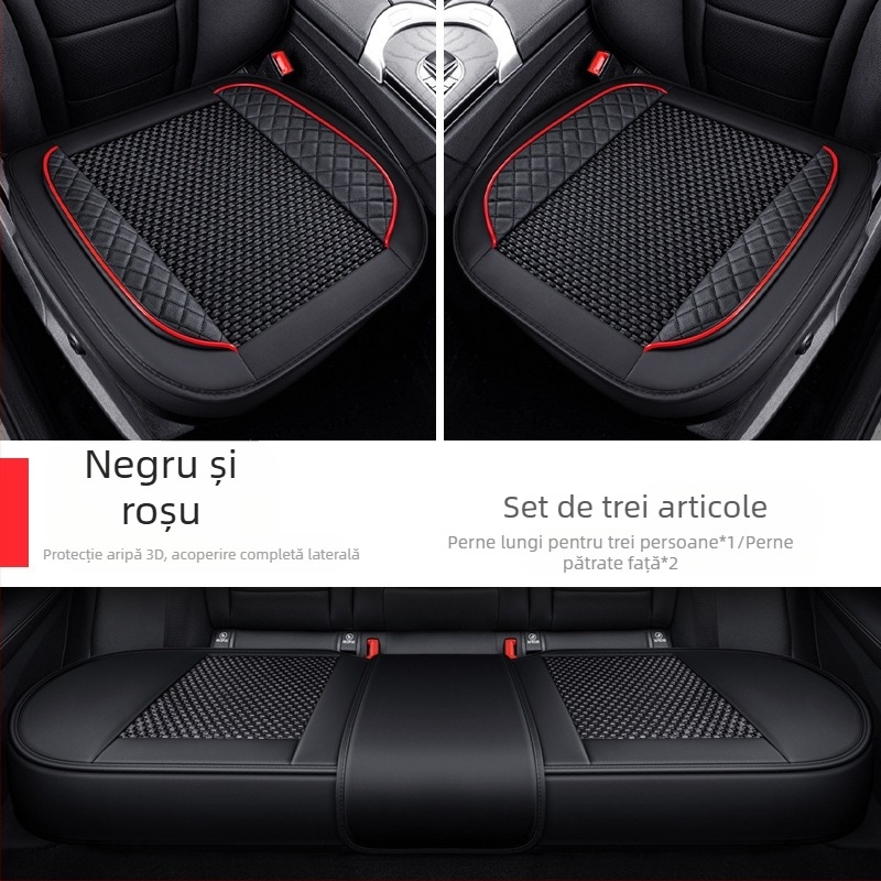 Set pentru pernă de scaun auto, trei piese, suprafață Ice Silk, respirabil, fără umplutură, potrivit pentru toate anotimpurile