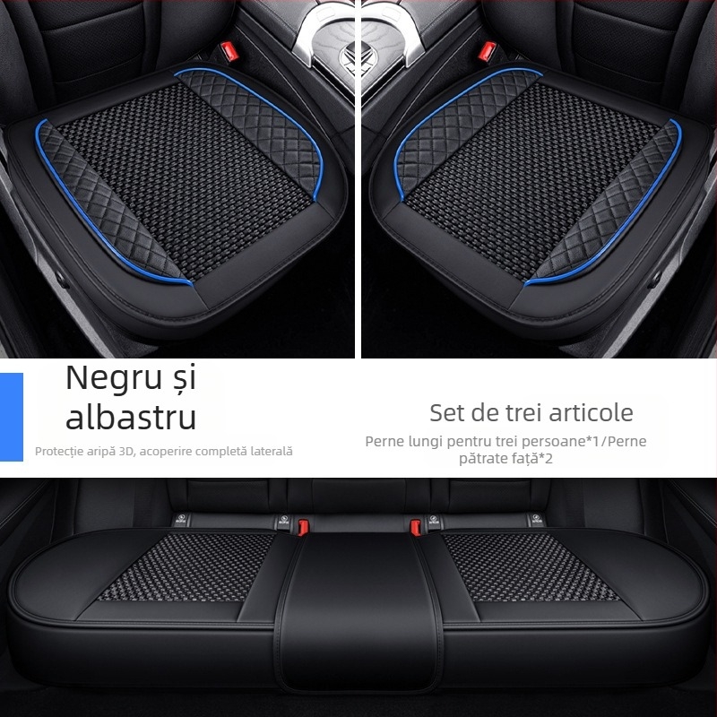 Set pentru pernă de scaun auto, trei piese, suprafață Ice Silk, respirabil, fără umplutură, potrivit pentru toate anotimpurile