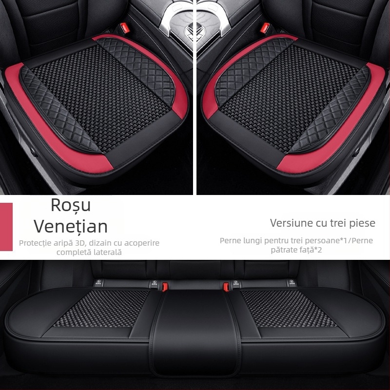 Set pentru pernă de scaun auto, trei piese, suprafață Ice Silk, respirabil, fără umplutură, potrivit pentru toate anotimpurile