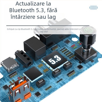 Receptor Bluetooth C36 cu afișaj digital, Bluetooth 5.3; interfețe RCA, fibră optică, coaxial, USB și AUX; redare MP3 de pe USB; Plug and Play; rază de 10 m
