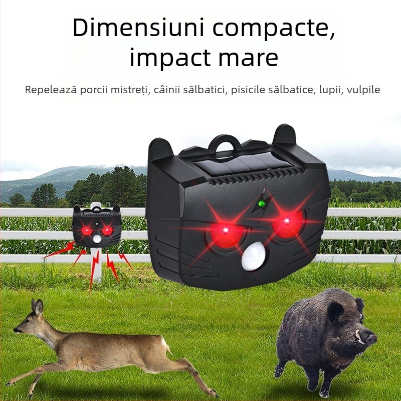 Repelent solar multifuncțional pentru animale cu senzor IR – repelent pentru șobolani, păsări și porci (Model BL-219A, 1.2V, 20-45 kHz, 0.1W)