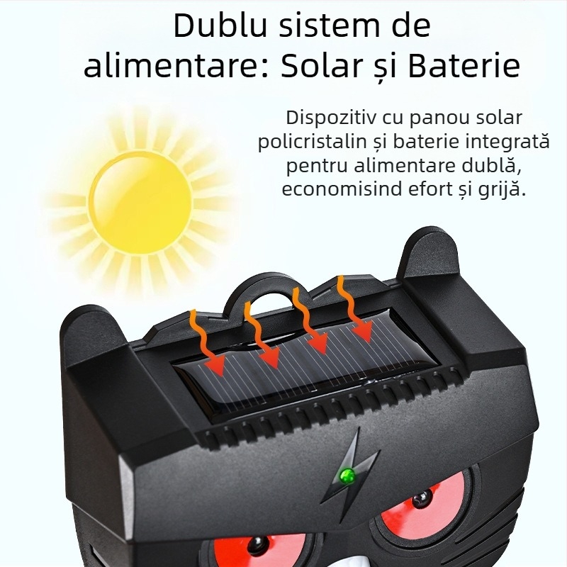 Repelent solar multifuncțional pentru animale cu senzor IR – repelent pentru șobolani, păsări și porci (Model BL-219A, 1.2V, 20-45 kHz, 0.1W)