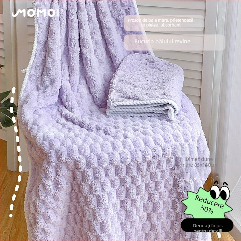 Set baie din trei piese: prosop de înfășurat pentru adulți, căciulă de uscare a părului și prosop; bumbac 100%, fir 150D, marca Silent Love