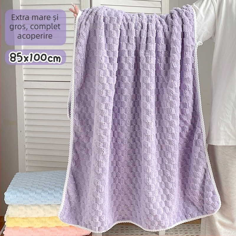 Set baie din trei piese: prosop de înfășurat pentru adulți, căciulă de uscare a părului și prosop; bumbac 100%, fir 150D, marca Silent Love