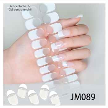 XT Stickere pentru unghii cu gel semi-întărit – activate cu lampă UV, stil French, modele: trandafiri, marmură, flori