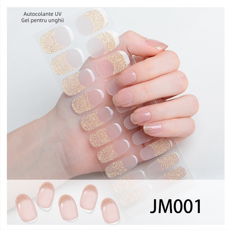 XT Stickere pentru unghii cu gel semi-întărit – activate cu lampă UV, stil French, modele: trandafiri, marmură, flori