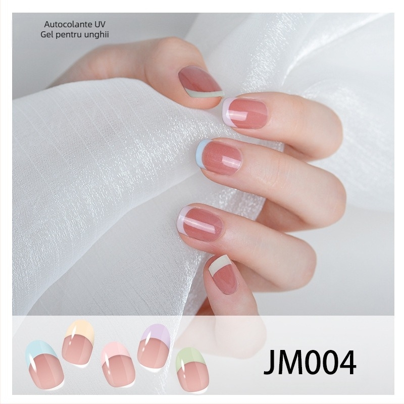 XT Stickere pentru unghii cu gel semi-întărit – activate cu lampă UV, stil French, modele: trandafiri, marmură, flori