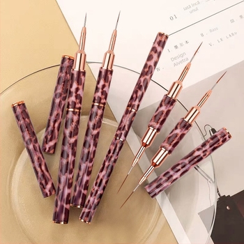 Minychi set de 5 instrumente pentru artă unghii cu mânere metalice lungi, vârf plat pentru gradient și linii fine