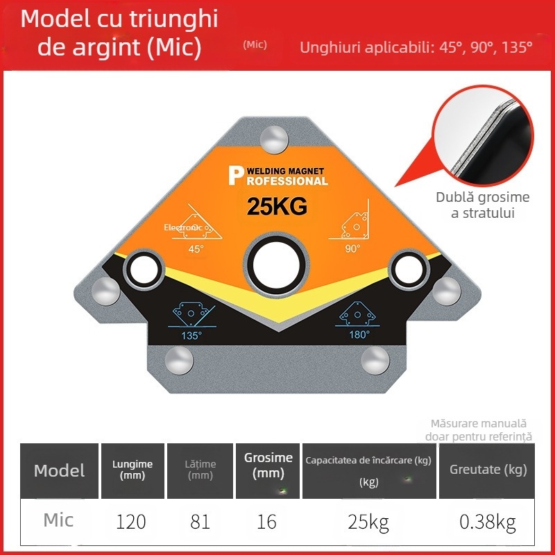 Fulida – Localizator magnetic de sudură puternic, suport pentru unghi drept