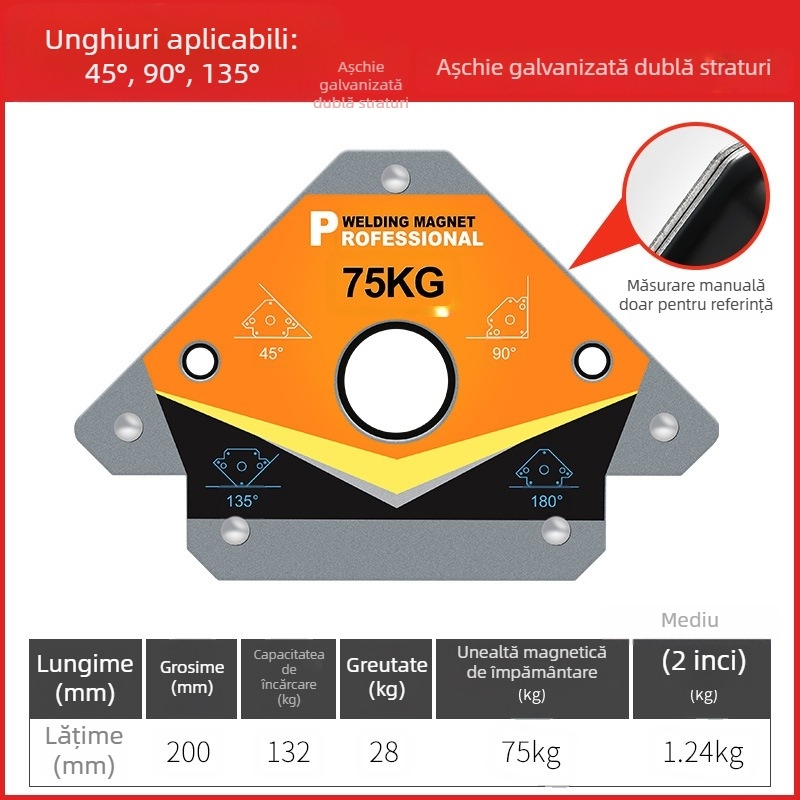 Fulida – Localizator magnetic de sudură puternic, suport pentru unghi drept