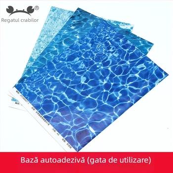 Material DIY pentru model arhitectural, peisaj exterior miniatural, etichete din hârtie cu model de apă și spate adeziv; marca Crab kingdom; gata pentru DIY; destinat vârstei 15–35; non-electric