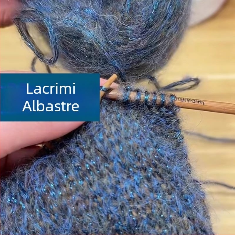Fir Mohair – înfășurare cu aer, linie Reunion, pentru tricotat manual, Mohair pulverizat, Blue Tears