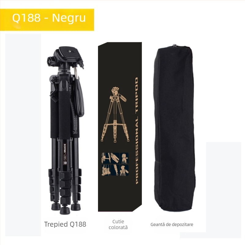 Zomei Q188 trepied cu cap de 3 axe, aliaj de aluminiu, încărcare 5 kg, placă cu eliberare rapidă