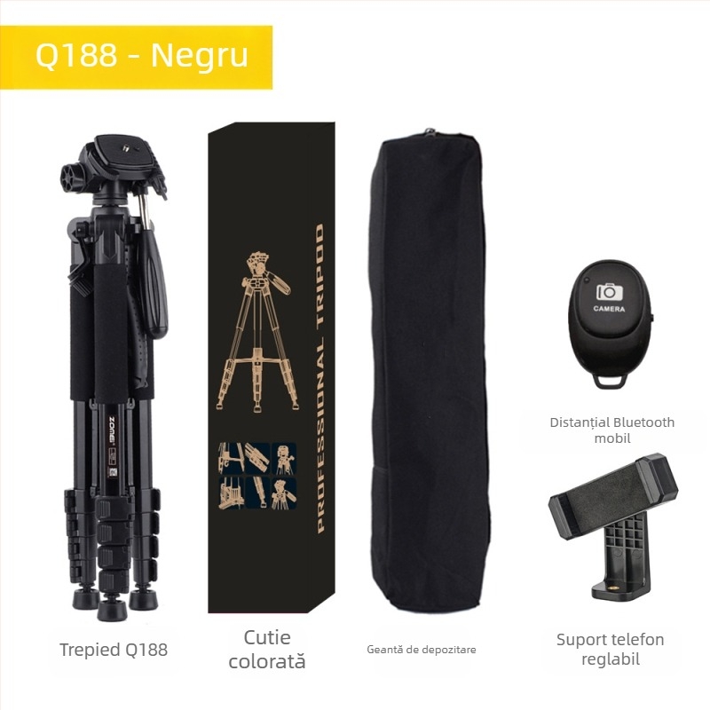Zomei Q188 trepied cu cap de 3 axe, aliaj de aluminiu, încărcare 5 kg, placă cu eliberare rapidă